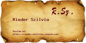 Rieder Szilvia névjegykártya
